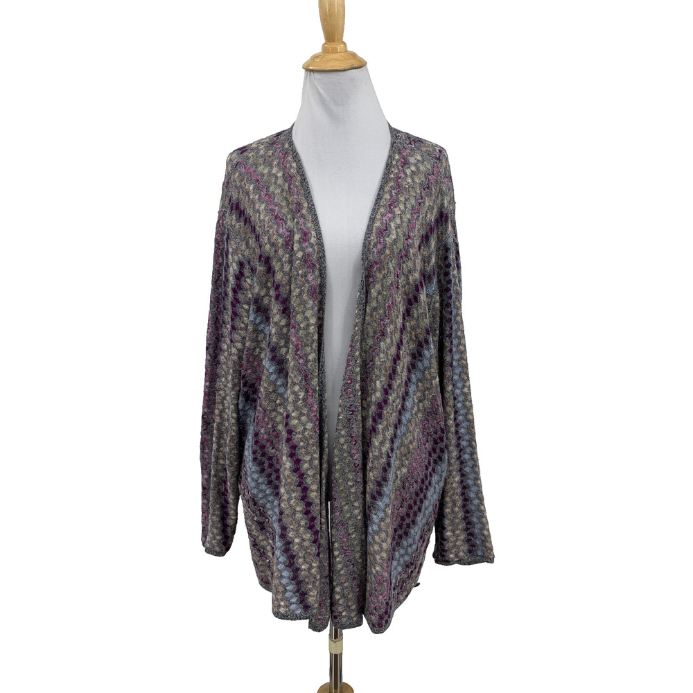 Nic + Zoe Cardigan Womens 2X Plus Multi Open Front Knit Long Sleeve Lightweight
